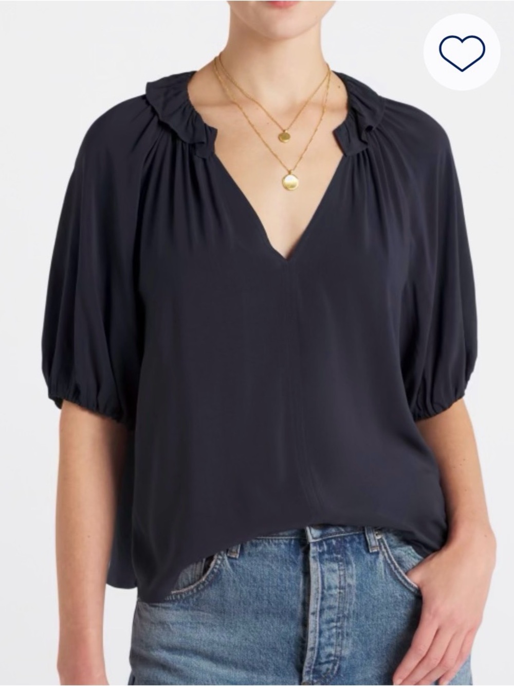 Velvet Ink Blue V-Neck Relaxed Dolman Sleeve Blouse XL